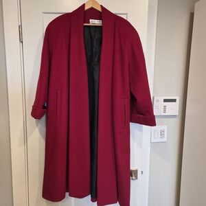 Vintage Julia Klein Red Wool Full Length Women's Dress Coat Christmas 8
